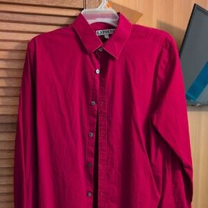 Express Men's Bold Red Button Down Shirt